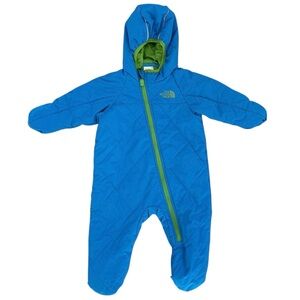 The North Face Baby Infant Toasty Toes Blue & Green Bunting Snowsuit. 3-6 Months